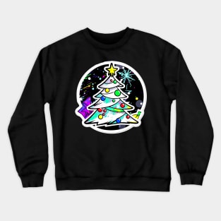 Wintery Night Kawaii Christmas Tree Crewneck Sweatshirt